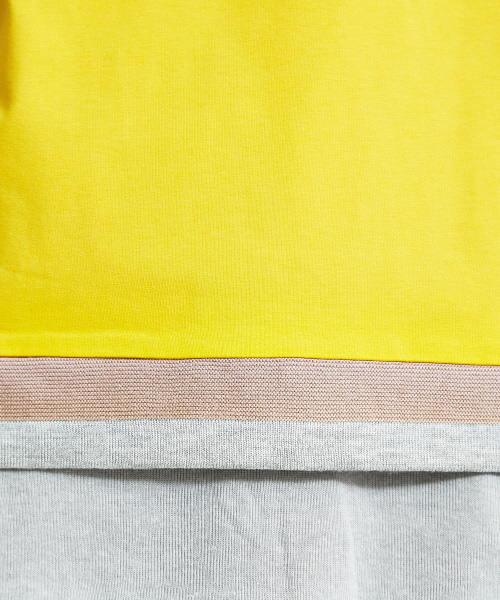 ABAHOUSE（アバハウス）の「【ノンストレス】圧着クルーネックトリムTシャツ（Tシャツ/カットソー・メンズ・ホワイト/ネイビー/イエロー・44/46/48）」の14枚目の写真