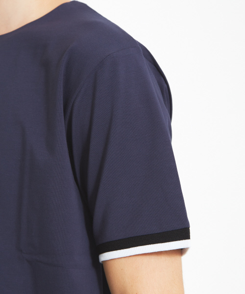 ABAHOUSE（アバハウス）の「【ノンストレス】圧着クルーネックトリムTシャツ（Tシャツ/カットソー・メンズ・ホワイト/ネイビー/イエロー・44/46/48）」の18枚目の写真