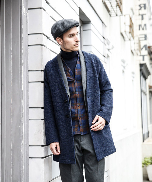 MR.OLIVE（ミスターオリーブ）の「WOOL PILE KNIT / NO COLLAR COAT 
