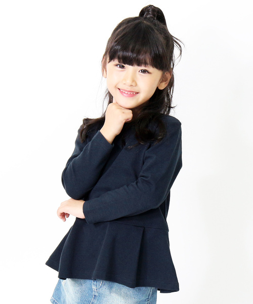 devirock（デビロック）の「厚手もっちりペプラム長袖Tシャツ（Tシャツ/カットソー・キッズ・オフホワイト/スモークピンク/ヘザーチャコール/ネイビー/ブラック/ラベンダー/レッド系その他/イエロー系その他/レッド系その他2・160cm/80ｃｍ/120cm/140cm/130cm/110cm/100cm/90cm/150cm）」の5枚目の写真