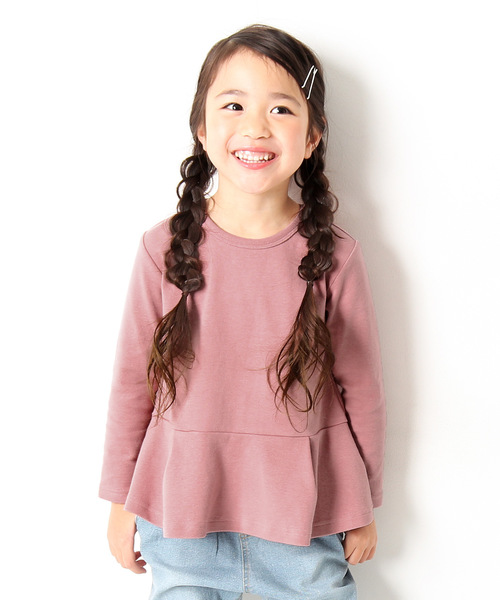 devirock（デビロック）の「厚手もっちりペプラム長袖Tシャツ（Tシャツ/カットソー・キッズ・オフホワイト/スモークピンク/ヘザーチャコール/ネイビー/ブラック/ラベンダー/レッド系その他/イエロー系その他/レッド系その他2・160cm/80ｃｍ/120cm/140cm/130cm/110cm/100cm/90cm/150cm）」の8枚目の写真