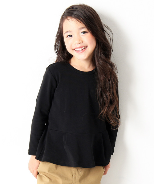 devirock（デビロック）の「厚手もっちりペプラム長袖Tシャツ（Tシャツ/カットソー・キッズ・オフホワイト/スモークピンク/ヘザーチャコール/ネイビー/ブラック/ラベンダー/レッド系その他/イエロー系その他/レッド系その他2・160cm/80ｃｍ/120cm/140cm/130cm/110cm/100cm/90cm/150cm）」の3枚目の写真