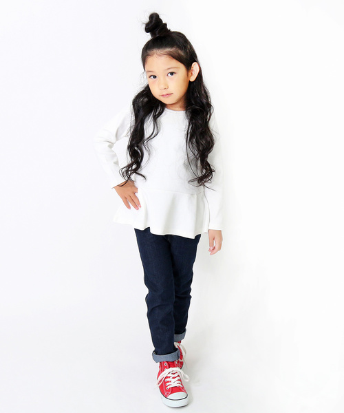 devirock（デビロック）の「厚手もっちりペプラム長袖Tシャツ（Tシャツ/カットソー・キッズ・オフホワイト/スモークピンク/ヘザーチャコール/ネイビー/ブラック/ラベンダー/レッド系その他/イエロー系その他/レッド系その他2・160cm/80ｃｍ/120cm/140cm/130cm/110cm/100cm/90cm/150cm）」の10枚目の写真