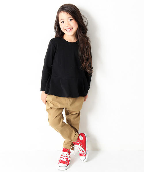 devirock（デビロック）の「厚手もっちりペプラム長袖Tシャツ（Tシャツ/カットソー・キッズ・オフホワイト/スモークピンク/ヘザーチャコール/ネイビー/ブラック/ラベンダー/レッド系その他/イエロー系その他/レッド系その他2・160cm/80ｃｍ/120cm/140cm/130cm/110cm/100cm/90cm/150cm）」の11枚目の写真