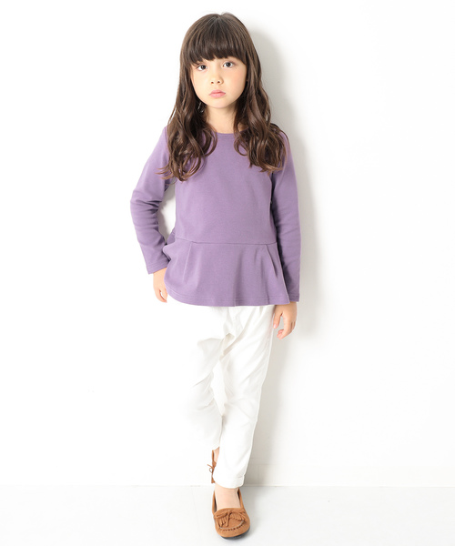 devirock（デビロック）の「厚手もっちりペプラム長袖Tシャツ（Tシャツ/カットソー・キッズ・オフホワイト/スモークピンク/ヘザーチャコール/ネイビー/ブラック/ラベンダー/レッド系その他/イエロー系その他/レッド系その他2・160cm/80ｃｍ/120cm/140cm/130cm/110cm/100cm/90cm/150cm）」の14枚目の写真