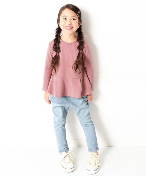 devirock（デビロック）の「厚手もっちりペプラム長袖Tシャツ（Tシャツ/カットソー・キッズ・オフホワイト/スモークピンク/ヘザーチャコール/ネイビー/ブラック/ラベンダー/レッド系その他/イエロー系その他/レッド系その他2・160cm/80ｃｍ/120cm/140cm/130cm/110cm/100cm/90cm/150cm）」の15枚目の写真