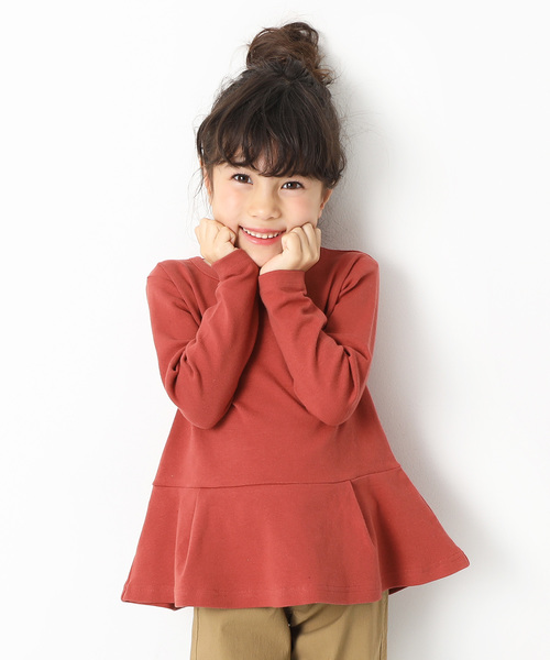 devirock（デビロック）の「厚手もっちりペプラム長袖Tシャツ（Tシャツ/カットソー・キッズ・オフホワイト/スモークピンク/ヘザーチャコール/ネイビー/ブラック/ラベンダー/レッド系その他/イエロー系その他/レッド系その他2・160cm/80ｃｍ/120cm/140cm/130cm/110cm/100cm/90cm/150cm）」の9枚目の写真