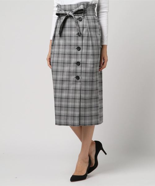 YECCA VECCA（イェッカヴェッカ）の「フロント釦チェック柄スカート（スカート・レディース・ブラック/ブラウン/グレー・FREE）」の13枚目の写真