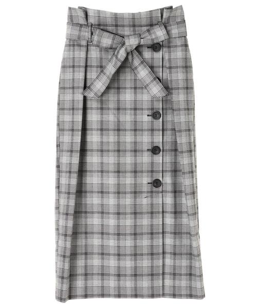 YECCA VECCA（イェッカヴェッカ）の「フロント釦チェック柄スカート（スカート・レディース・ブラック/ブラウン/グレー・FREE）」の4枚目の写真