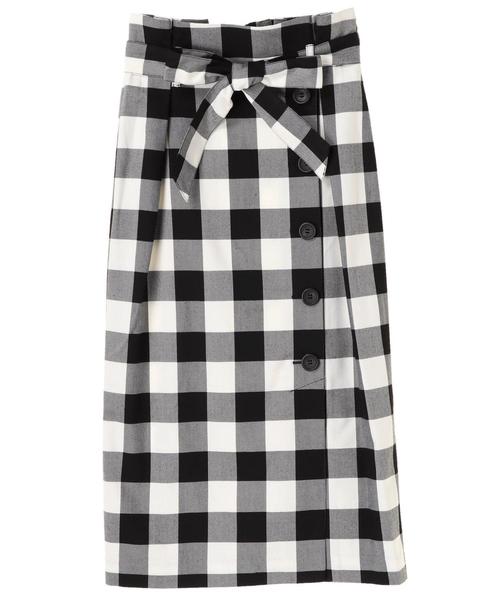 YECCA VECCA（イェッカヴェッカ）の「フロント釦チェック柄スカート（スカート・レディース・ブラック/ブラウン/グレー・FREE）」の5枚目の写真