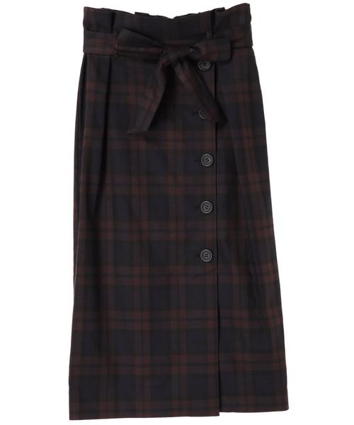 YECCA VECCA（イェッカヴェッカ）の「フロント釦チェック柄スカート（スカート・レディース・ブラック/ブラウン/グレー・FREE）」の6枚目の写真