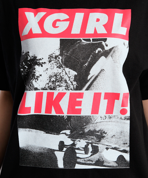 X-girl（エックスガール）の「PHOTO PRINT LOOSE TOP（スウェット・レディース・ホワイト/ブラック/ライトグリーン・1/2）」の8枚目の写真