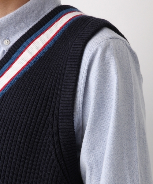 GLOBAL WORK（グローバルワーク）の「カシミヤコンVニットベスト/804080（ベスト・メンズ・ネイビー/ライトベージュ・MEDIUM/LARGE）」の8枚目の写真