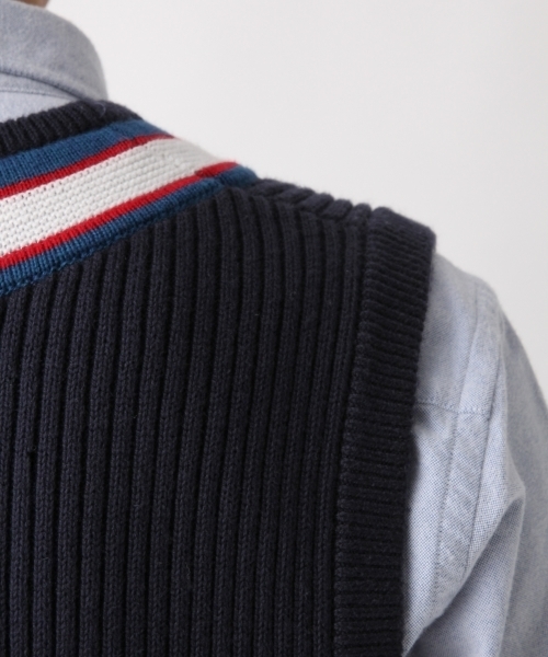 GLOBAL WORK（グローバルワーク）の「カシミヤコンVニットベスト/804080（ベスト・メンズ・ネイビー/ライトベージュ・MEDIUM/LARGE）」の10枚目の写真