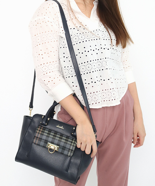 dazzlin（ダズリン）の「【dazzlin】チェックハンドBAG（ハンドバッグ・レディース・ブラック/ネイビー/ベージュ系その他・FREE）」の3枚目の写真