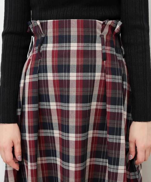 natural couture（ナチュラルクチュール）の「ハイウエストフレアチェックスカート（スカート・レディース・アイボリー/ボルドー・FREE）」の19枚目の写真