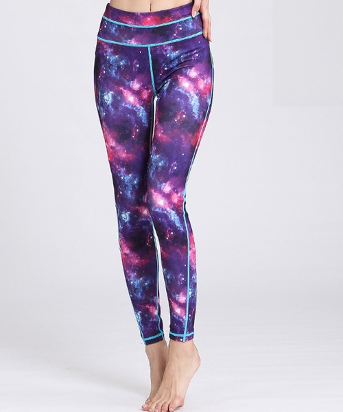 レディース カラフルフィットネスウェア ヨガパンツレギンス（レギンス