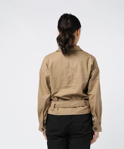 STYLEBLOCK（スタイルブロック）の「ガーゼツイルオープンカラーサファリジャケット（その他アウター・レディース・マスタード/ベージュ/ピンク/カーキ・M）」の6枚目の写真