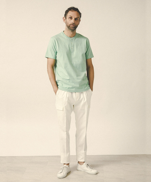 DESIGNWORKS（デザインワークス）の「ヘンリーネックＴシャツ（Tシャツ/カットソー・メンズ・ホワイト/ブラック/グリーン系その他・46/48/50）」の12枚目の写真