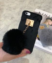 c.u.l（シーユーエル）の「【c.u.l】ファー チャーム ポンポン 南京錠 アイフォンケース iPhoneカバー ipc61（スマホケース/カバー）」