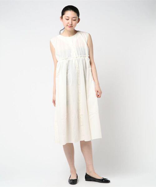 STYLEBLOCK（スタイルブロック）の「ローンギャザー前ボタンミモレ丈フレアワンピース（ワンピース・レディース・ブラック/パープル/ベージュ/アイボリー・M）」の2枚目の写真