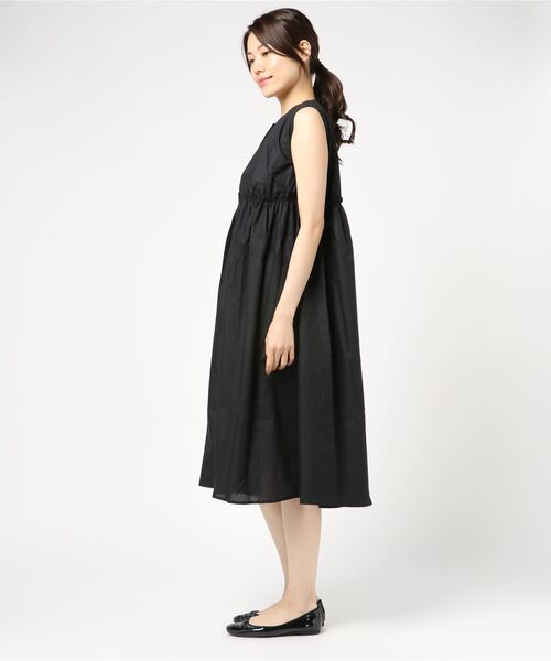 STYLEBLOCK（スタイルブロック）の「ローンギャザー前ボタンミモレ丈フレアワンピース（ワンピース・レディース・ブラック/パープル/ベージュ/アイボリー・M）」の5枚目の写真