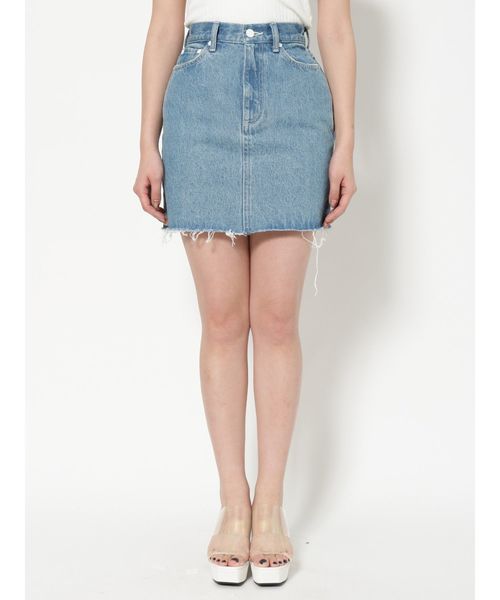 EMODA（エモダ）の「ヘムカットジャストウエストデニムスカート（デニムスカート・レディース・ホワイト/ライトブルー・MEDIUM/SMALL）」の8枚目の写真