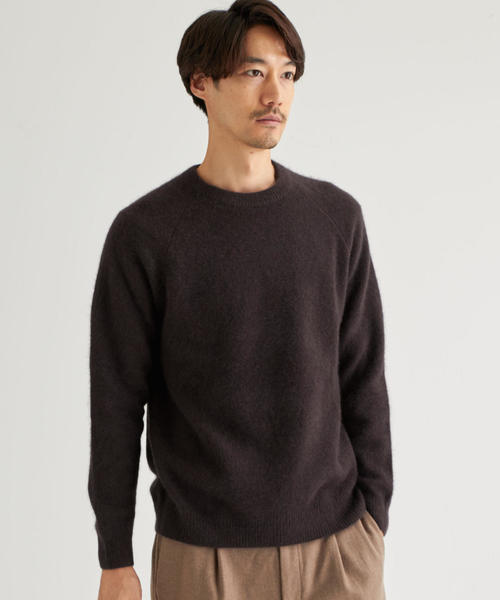 green label relaxing（グリーンレーベルリラクシング）の「SC ハミルトン/RCN ラグラン クルーネック ニット（ニット/セーター・メンズ・ダークブラウン/グレー/ワインレッド/コバルトブルー/パープル/オリーブ・L/S/M）」の3枚目の写真