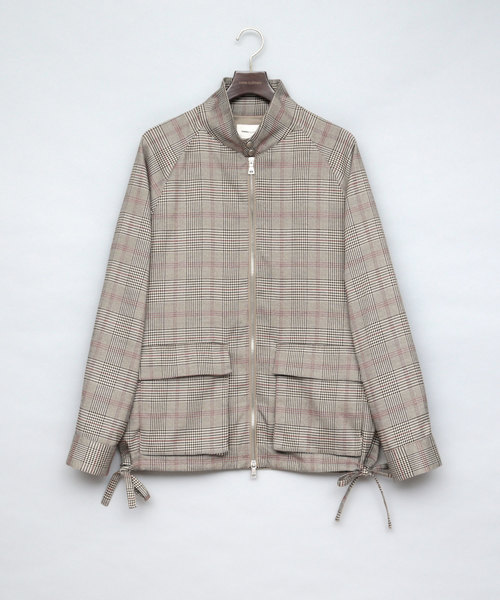 EMMA CLOTHES（エマクローズ）の「ソリッド/チェック ショートレンジ ダブルポケット ハリントンジャケット(スイングトップブルゾン)（ブルゾン・メンズ・ベージュ/キャメル/オリーブ/ブラック/ベージュ系その他/グレー系その他・M/L）」の9枚目の写真