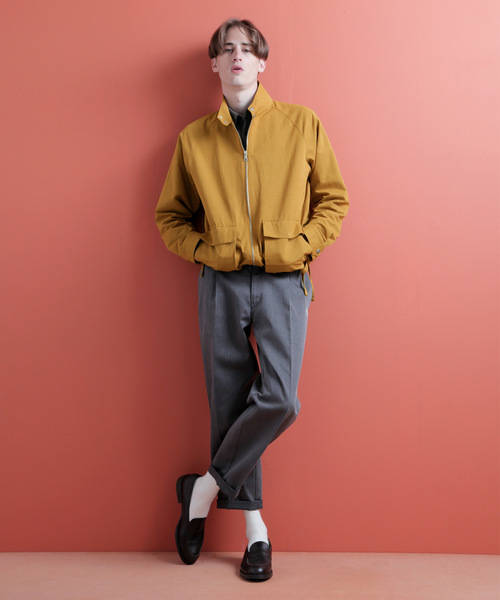 EMMA CLOTHES（エマクローズ）の「ソリッド/チェック ショートレンジ ダブルポケット ハリントンジャケット(スイングトップブルゾン)（ブルゾン・メンズ・ベージュ/キャメル/オリーブ/ブラック/ベージュ系その他/グレー系その他・M/L）」の14枚目の写真