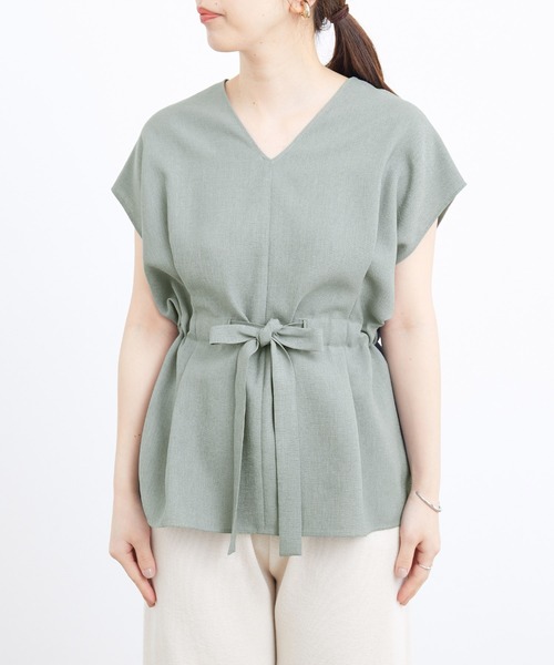 ADAM ET ROPE'（アダムエロペ）の「オックスウエストマークブラウス（シャツ/ブラウス・レディース・ライトグレー/ピンク/グリーン・FREE）」の16枚目の写真