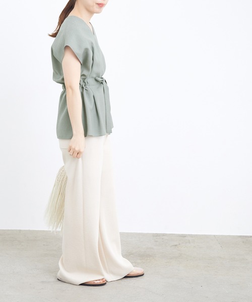 ADAM ET ROPE'（アダムエロペ）の「オックスウエストマークブラウス（シャツ/ブラウス・レディース・ライトグレー/ピンク/グリーン・FREE）」の9枚目の写真