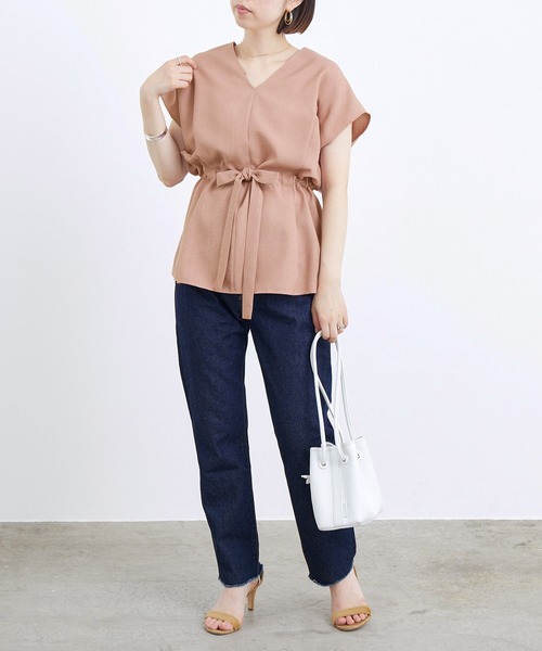 ADAM ET ROPE'（アダムエロペ）の「オックスウエストマークブラウス（シャツ/ブラウス・レディース・ライトグレー/ピンク/グリーン・FREE）」の10枚目の写真