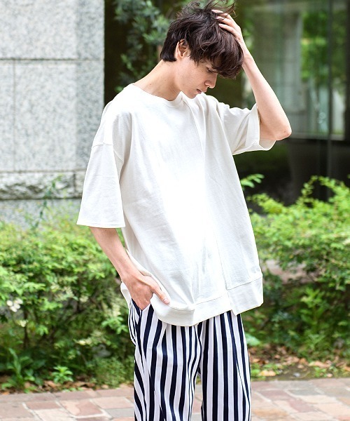 UP START(アップスタート)の「10/-天竺切替オーバーサイズビッグTee(Tシャツ/カットソー)」|オフホワイト