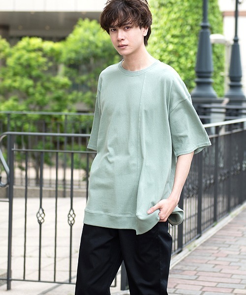 UP START(アップスタート)の「10/-天竺切替オーバーサイズビッグTee(Tシャツ/カットソー)」|ミント