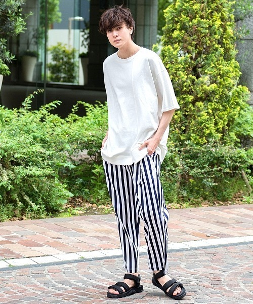 UP START(アップスタート)の「10/-天竺切替オーバーサイズビッグTee(Tシャツ/カットソー・メンズ・スミクロ/フューシャピンク/グレイッシュベージュ/ミント/オフホワイト・MEDIUM/LARGE)」の8枚目の写真