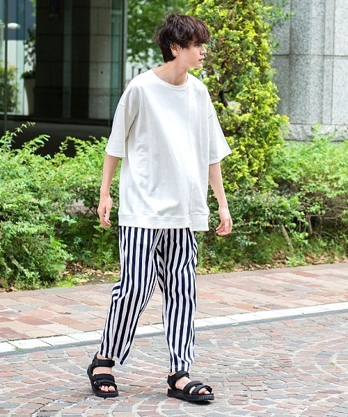 UP START(アップスタート)の「10/-天竺切替オーバーサイズビッグTee(Tシャツ/カットソー・メンズ・スミクロ/フューシャピンク/グレイッシュベージュ/ミント/オフホワイト・MEDIUM/LARGE)」の9枚目の写真