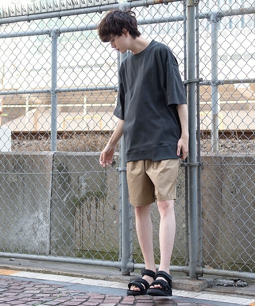 UP START(アップスタート)の「10/-天竺切替オーバーサイズビッグTee(Tシャツ/カットソー・メンズ・スミクロ/フューシャピンク/グレイッシュベージュ/ミント/オフホワイト・MEDIUM/LARGE)」の13枚目の写真