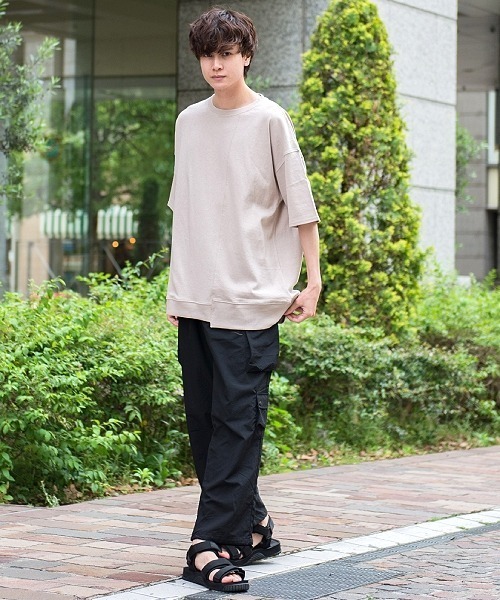 UP START(アップスタート)の「10/-天竺切替オーバーサイズビッグTee(Tシャツ/カットソー・メンズ・スミクロ/フューシャピンク/グレイッシュベージュ/ミント/オフホワイト・MEDIUM/LARGE)」の18枚目の写真