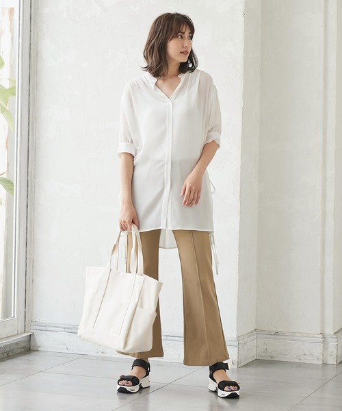 KOBE LETTUCE（コウベレタス）の「のびのびセンターラインフレアパンツ（その他パンツ・レディース・オフホワイト/ベージュ/ダークカーキ/ブラウン/ブラック・M/S）」の11枚目の写真