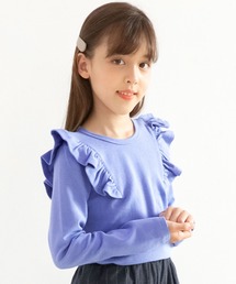 肩フリル長袖トップス