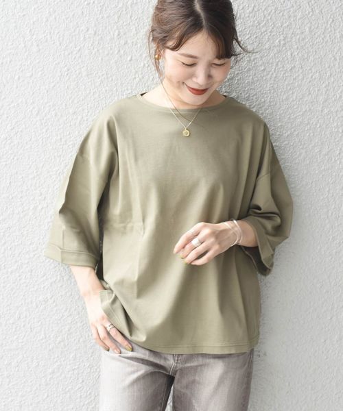 SHIPS Days(シップスデイズ)の「SHIPS Days STANDARD:カフスリーブプルオーバー◇(Tシャツ/カットソー・レディース・ブラック/ベージュ/オリーブ・ONE SIZE)」の3枚目の写真