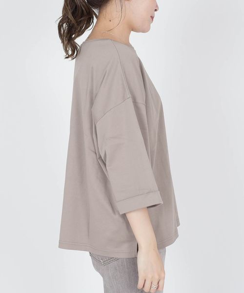 SHIPS Days(シップスデイズ)の「SHIPS Days STANDARD:カフスリーブプルオーバー◇(Tシャツ/カットソー・レディース・ブラック/ベージュ/オリーブ・ONE SIZE)」の5枚目の写真