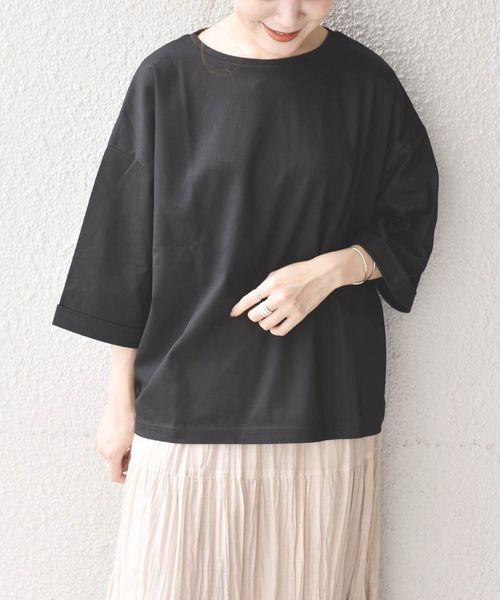 SHIPS Days(シップスデイズ)の「SHIPS Days STANDARD:カフスリーブプルオーバー◇(Tシャツ/カットソー・レディース・ブラック/ベージュ/オリーブ・ONE SIZE)」の13枚目の写真