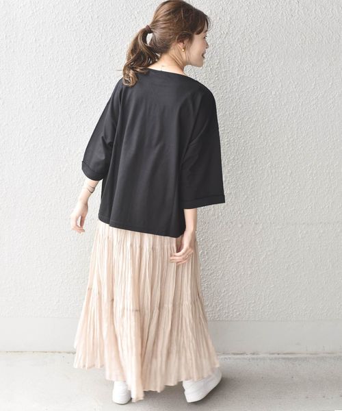 SHIPS Days(シップスデイズ)の「SHIPS Days STANDARD:カフスリーブプルオーバー◇(Tシャツ/カットソー・レディース・ブラック/ベージュ/オリーブ・ONE SIZE)」の15枚目の写真