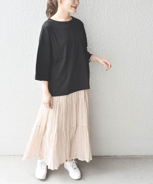 SHIPS Days(シップスデイズ)の「SHIPS Days STANDARD:カフスリーブプルオーバー◇(Tシャツ/カットソー・レディース・ブラック/ベージュ/オリーブ・ONE SIZE)」の17枚目の写真