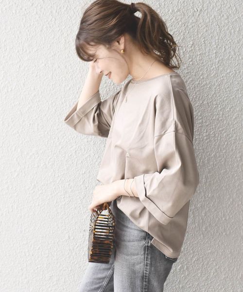 SHIPS Days(シップスデイズ)の「SHIPS Days STANDARD:カフスリーブプルオーバー◇(Tシャツ/カットソー・レディース・ブラック/ベージュ/オリーブ・ONE SIZE)」の18枚目の写真