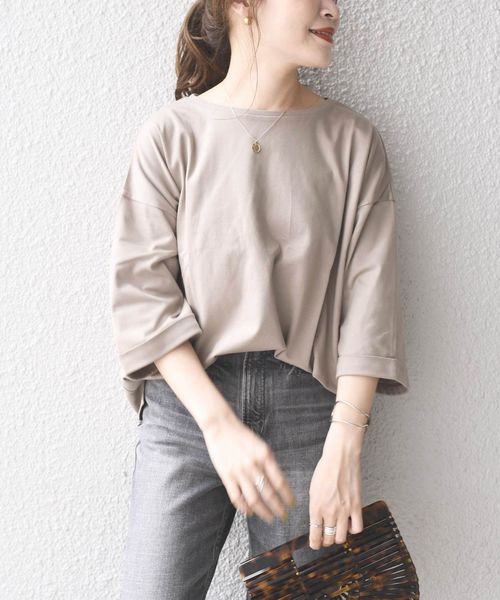 SHIPS Days(シップスデイズ)の「SHIPS Days STANDARD:カフスリーブプルオーバー◇(Tシャツ/カットソー・レディース・ブラック/ベージュ/オリーブ・ONE SIZE)」の21枚目の写真