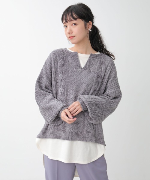 セール ベロアモールケーブルキーネックニットプルオーバー ニット セーター Earth Music Ecology アースミュージックアンドエコロジー のファッション通販 Zozotown