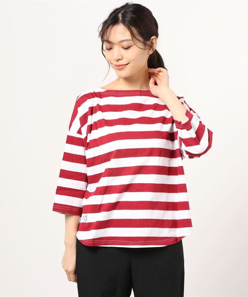 WEST CLIMB（ウエスト クライム）の「WEST CLIMB/ウエストクライム　ボーダーロンTEE（Tシャツ/カットソー・レディース・レッド/グリーン・FREE）」の4枚目の写真